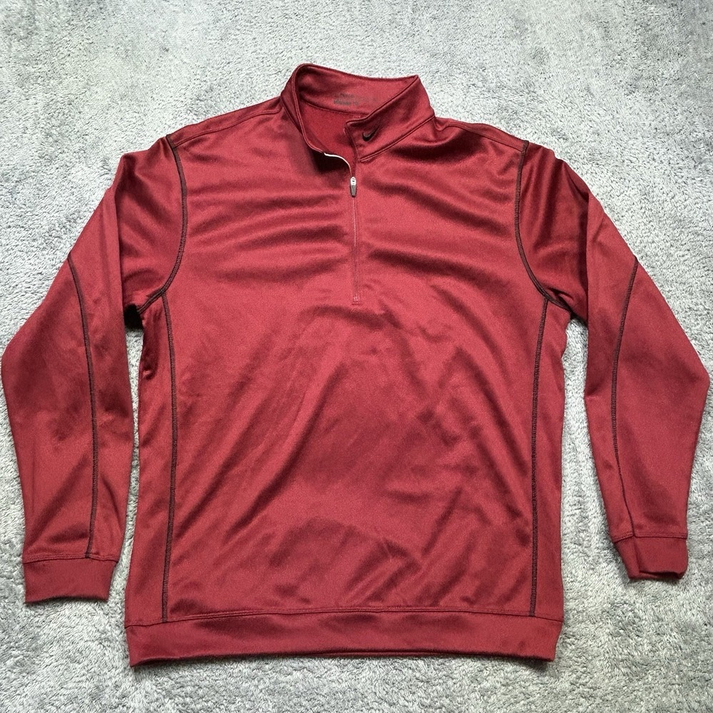 Nike Pullover Mens L Red Therma-FIT 1/4 Zip GOLF Training Activewear Sweatshirt
